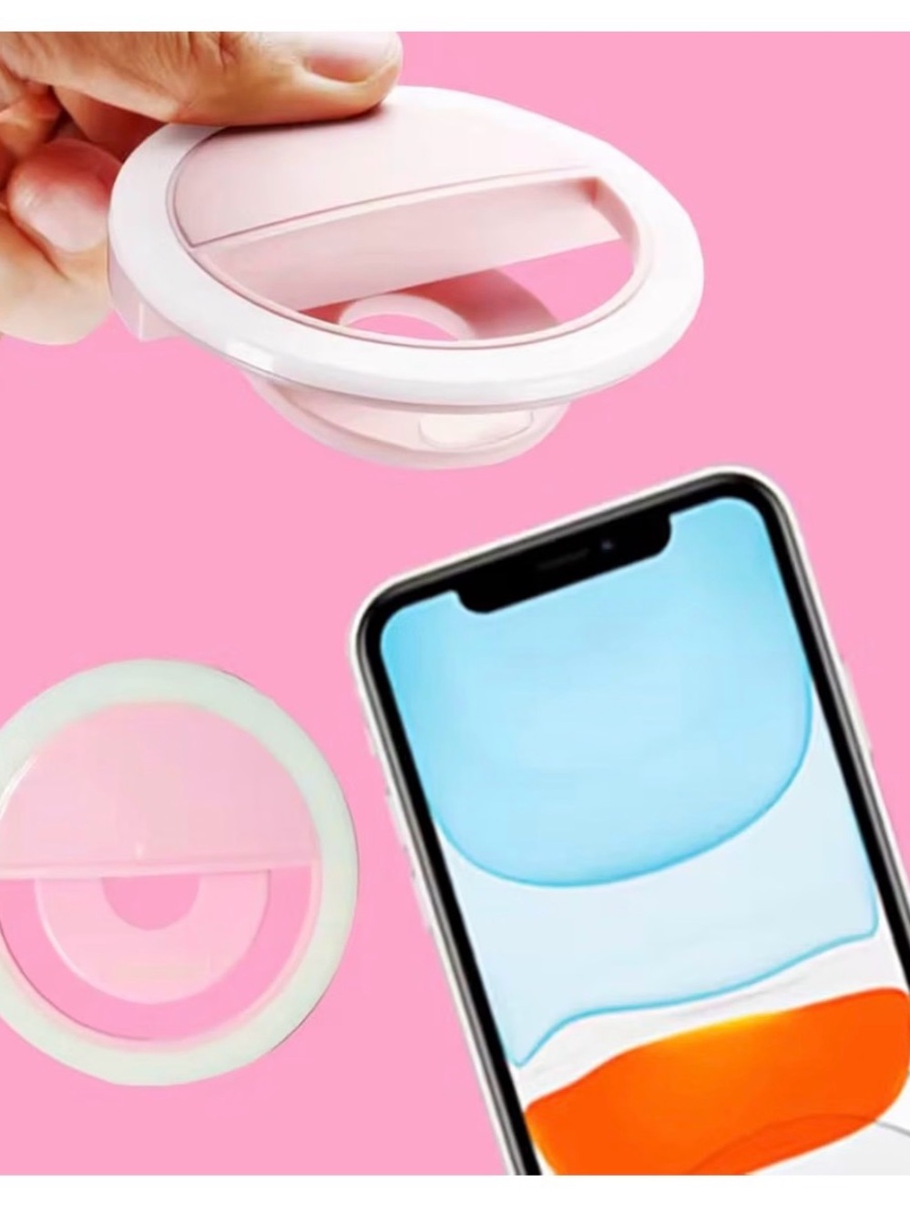 Portable Pink LED Selfie Ring Light with USB Cable - Picture 5 of 5